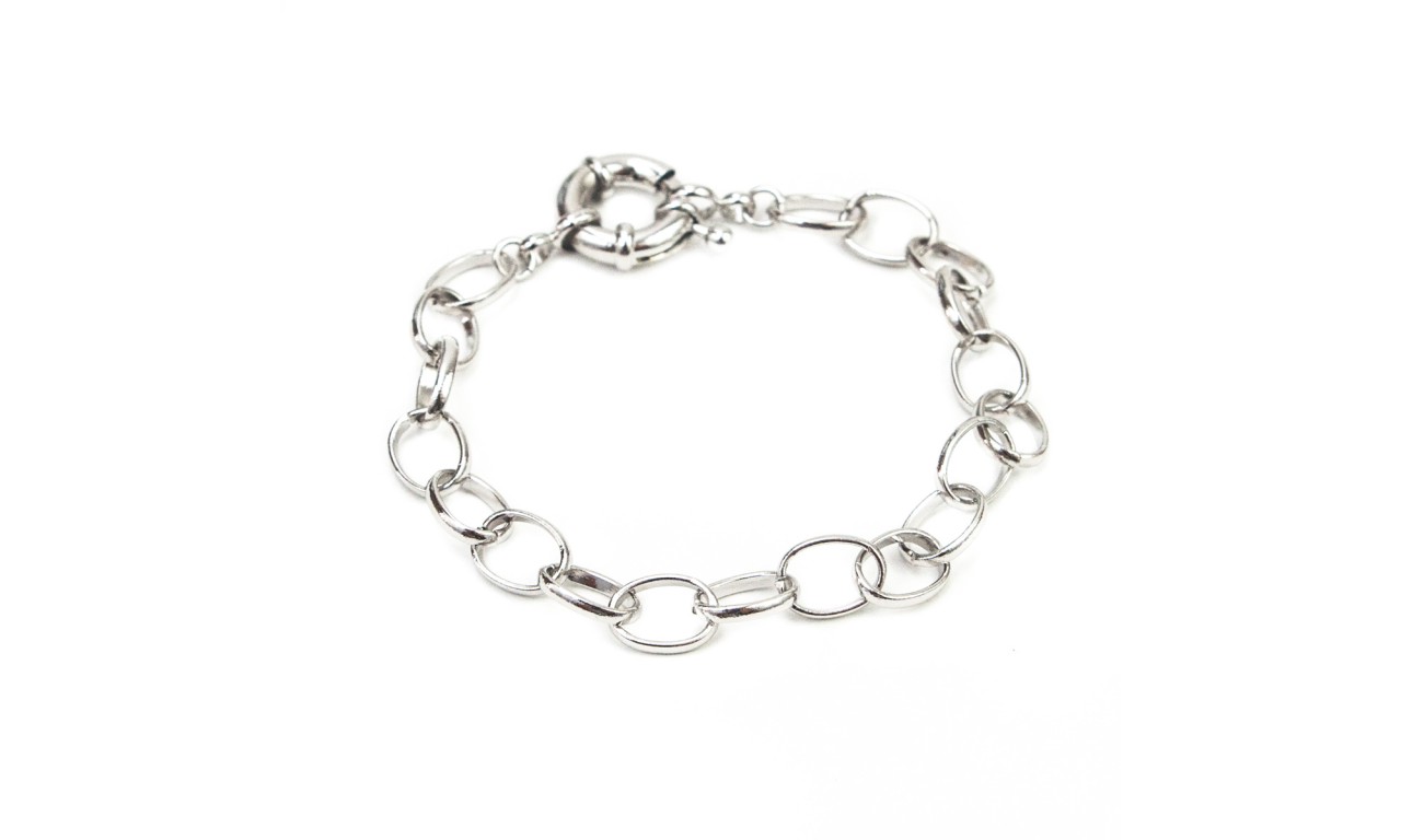 Pulseira Elos Ródio Branco.